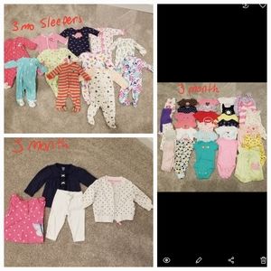 3 month girl clothes lot, Bodysuits, Outfits, Sleepers
